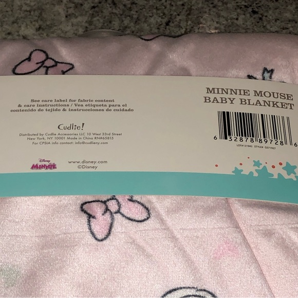 ✨NWT✨ Disney Minnie Mouse Reversible Plush Sherpa Baby Blanket Pink Bows Hearts - Picture 7 of 8